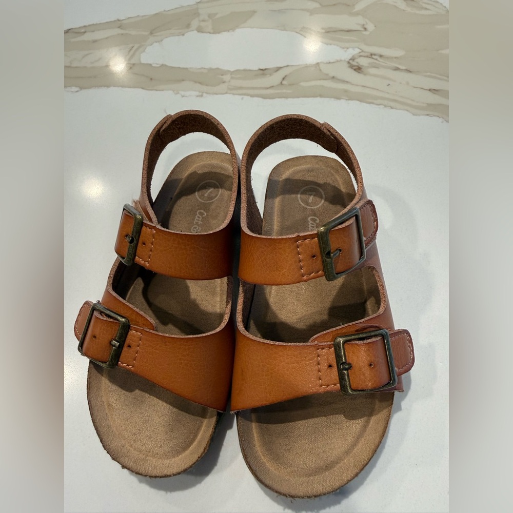 Cat & Jack Tan Brown Double-Buckle Kids Sandals